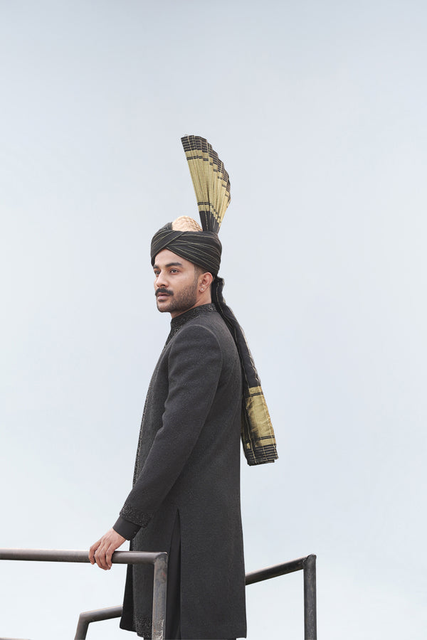 OMRUM Black Sherwani
