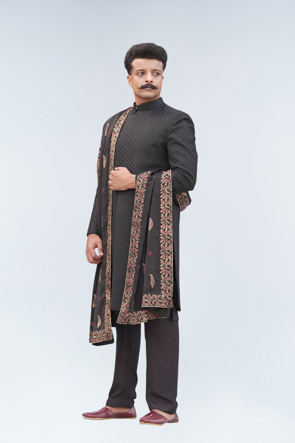 EFSUN BLACK SHERWANI