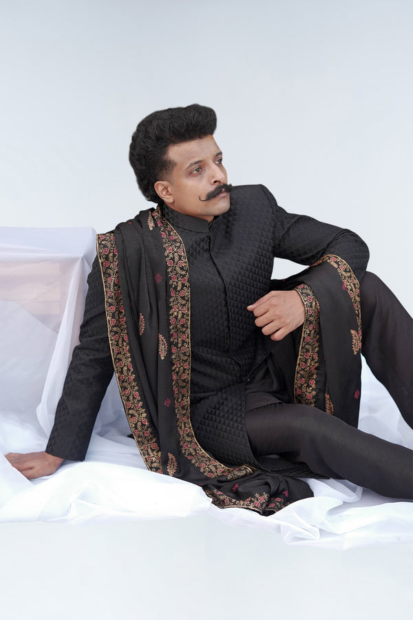 EFSUN BLACK SHERWANI