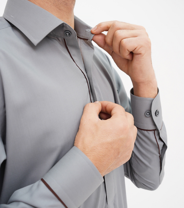 Classic Spread Collar Mid Grey