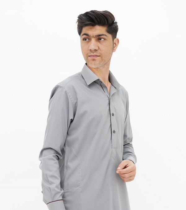 Classic Spread Collar Mid Grey