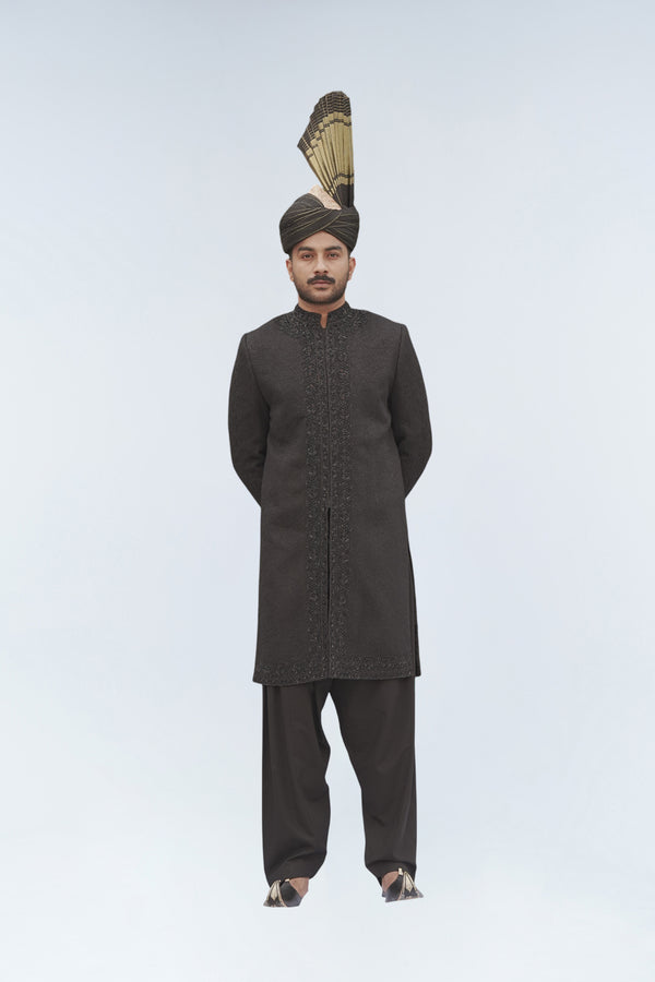 OMRUM Black Sherwani