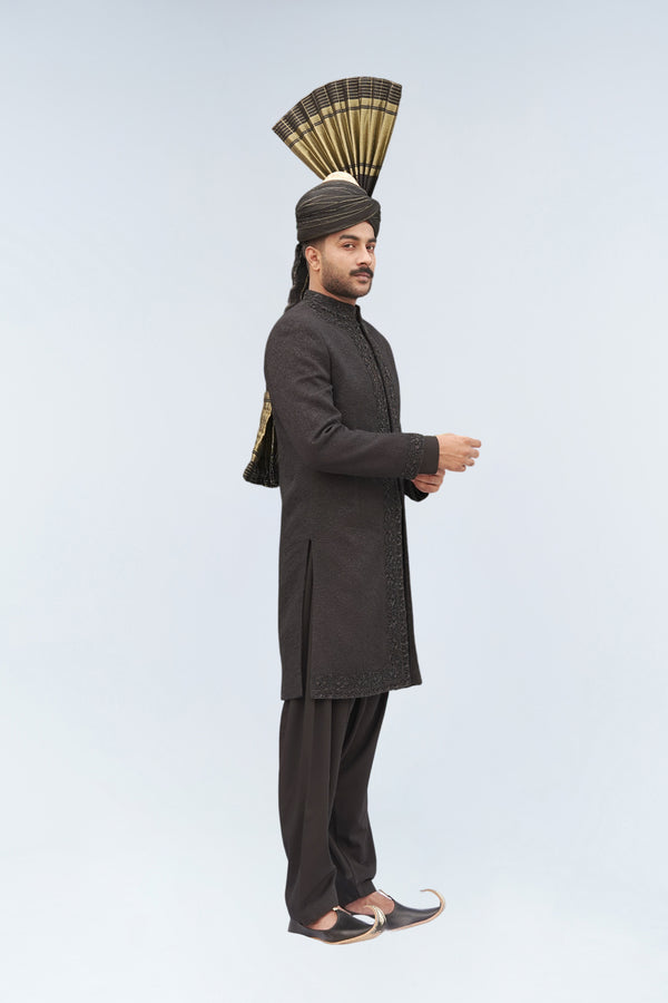 OMRUM Black Sherwani