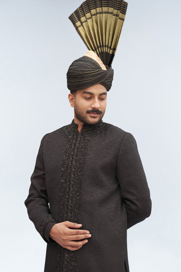 OMRUM Black Sherwani