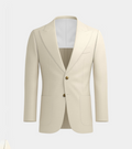 Beige Irish Linen Peak Lapel Casual Blazer