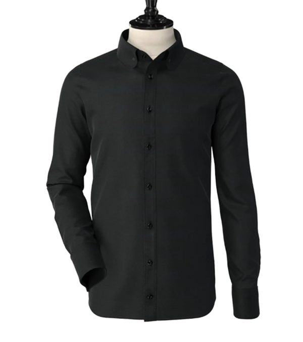 Black Pin Hole Collar Shirt