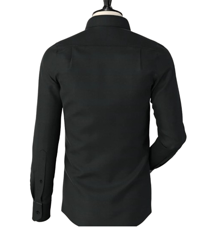 Black Pin Hole Collar Shirt