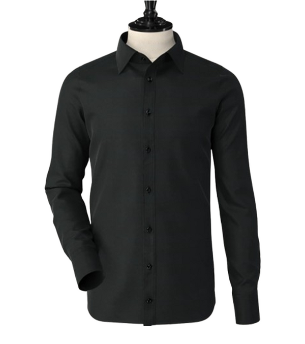 Black Classic Spread Collar Shirt