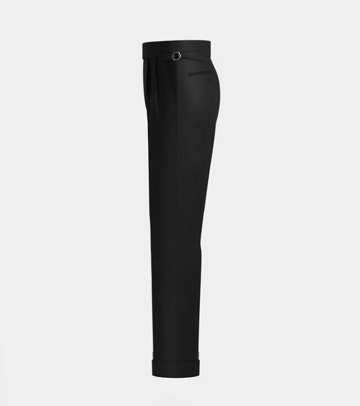 Black Double Pleated Side Adjuster With Turn Up