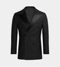 Black Double Breasted Peak Lapel Tuxedo Suit