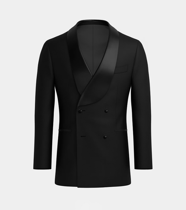 Black Double Breasted Shawl Lapel Tuxedo Suit