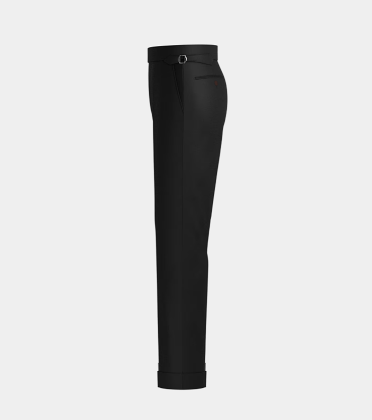 Black High Waisted Side Adjuster With Turn Up Pant