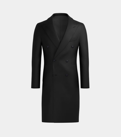 Black Double Breasted Long Coat