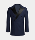 Navy Blue Double Breasted Peak Lapel Tuxedo Suit