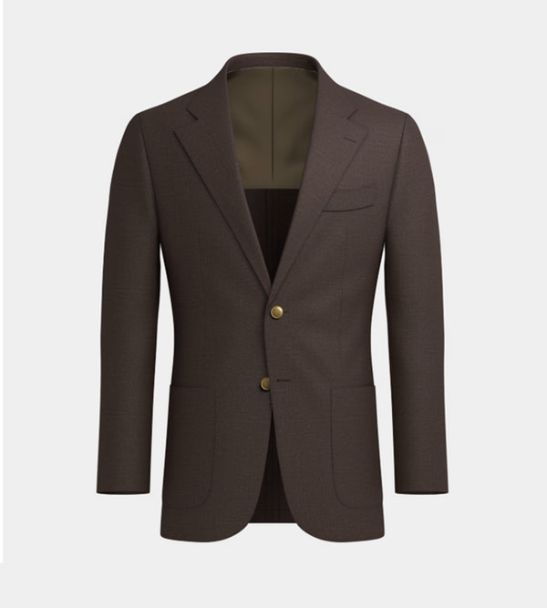 Brown Irish Linen Notch Lapel  Casual Blazer