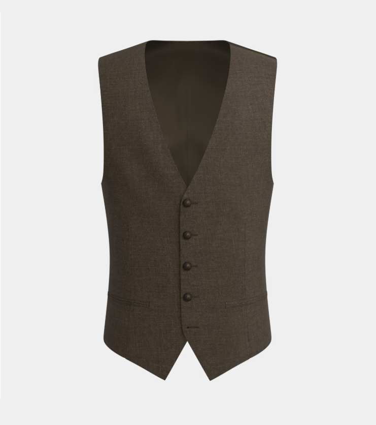 Brown Notch Lapel Three Piece Suit