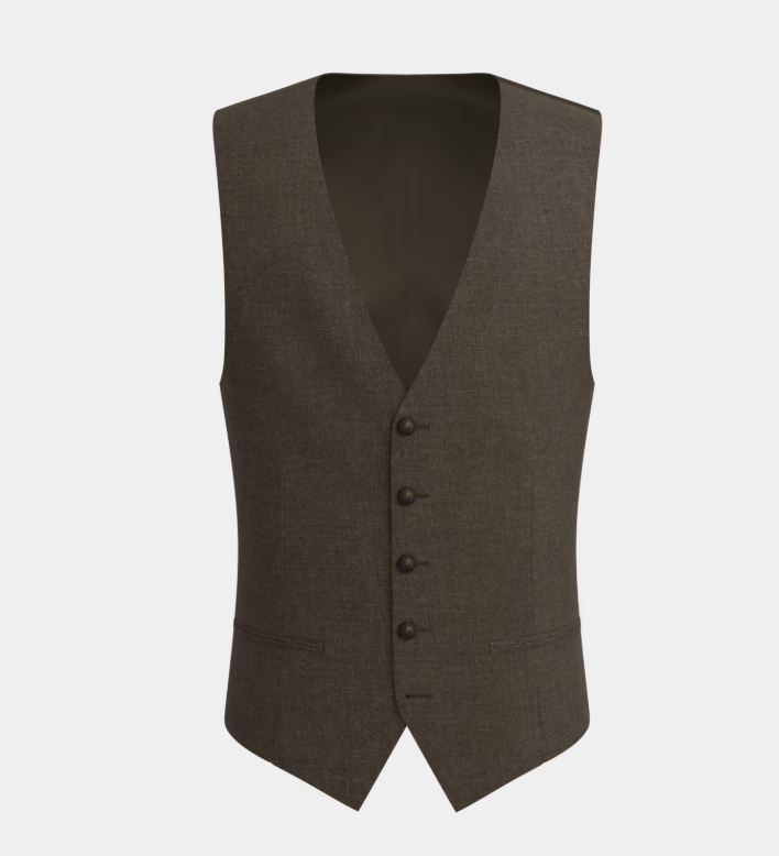 Brown Peak Lapel Three Piece Suit