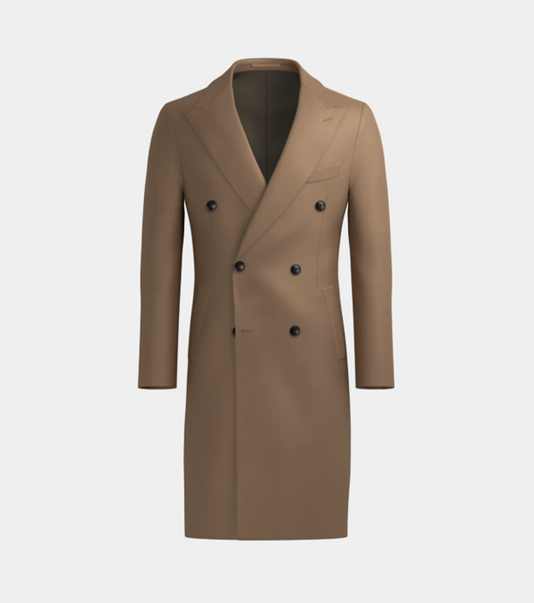 Brown Double Breasted Long Coat