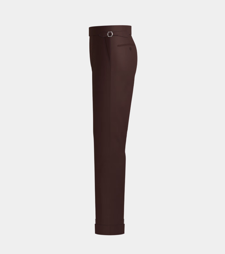 Burgundy  High Waisted Side Adjuster With Turn Up Pant