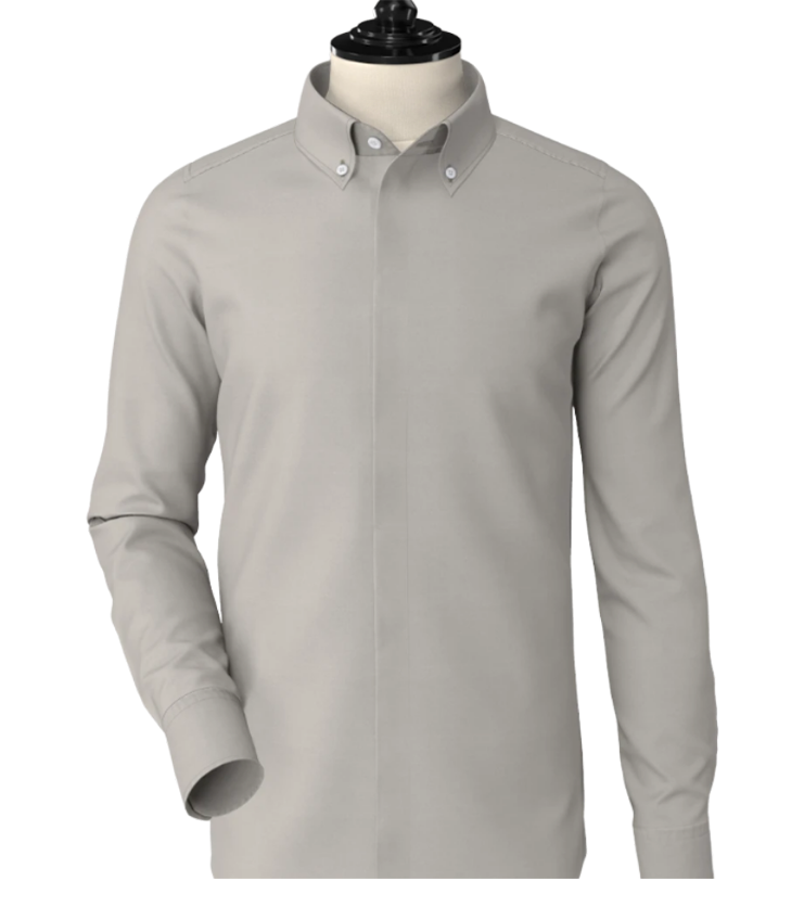 dress shirt hidden placket White band collar shirt with hidden placket