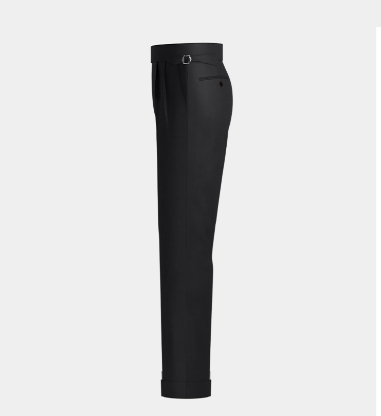 Charcoal Grey Double Pleated Side Adjuster With Turn Up