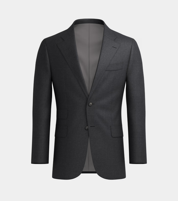 Charcoal Grey  Notch  Lapel Two Piece Suit