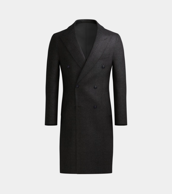 Charcoal Grey Double Breasted Long Coat