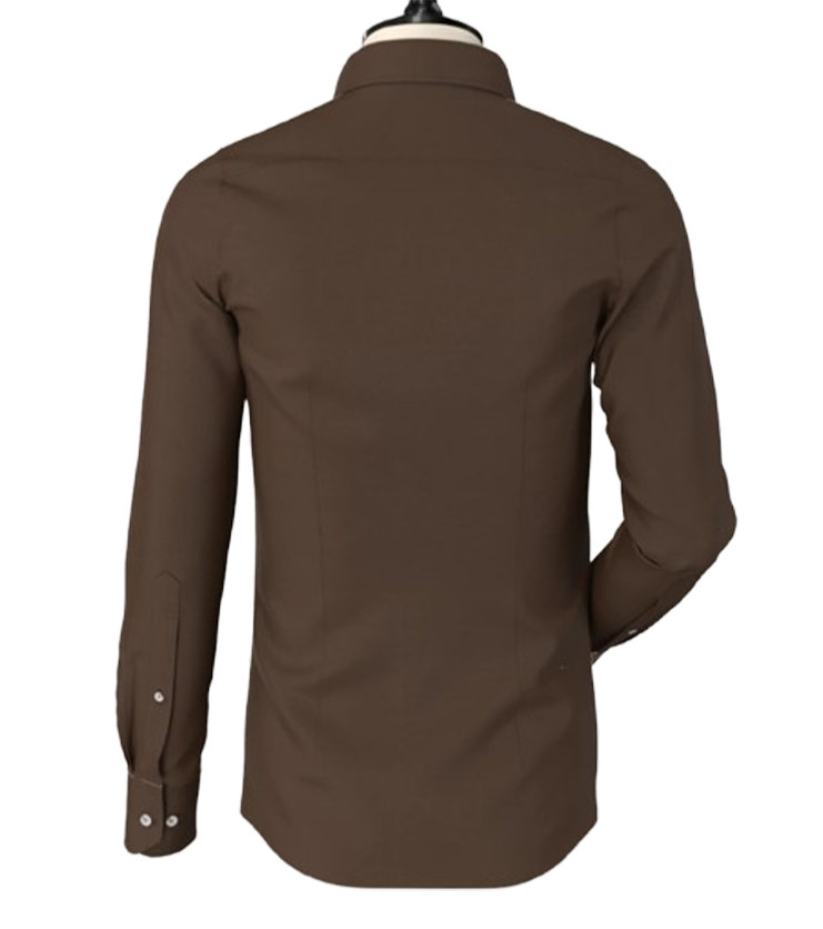 Coffe Brown  Classic Spread Collar Shirt