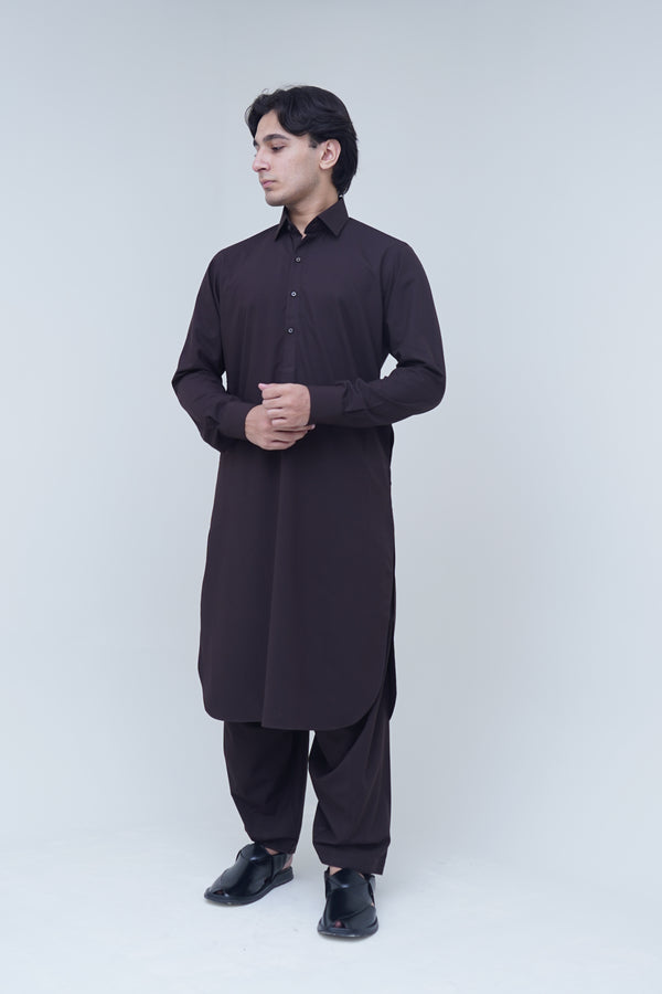 Classic Spread Collar Chocolate Brown