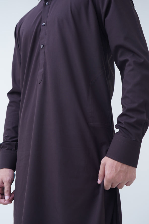 Classic Spread Collar Chocolate Brown