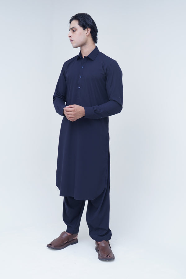 Classic Spread Collar Navy Blue