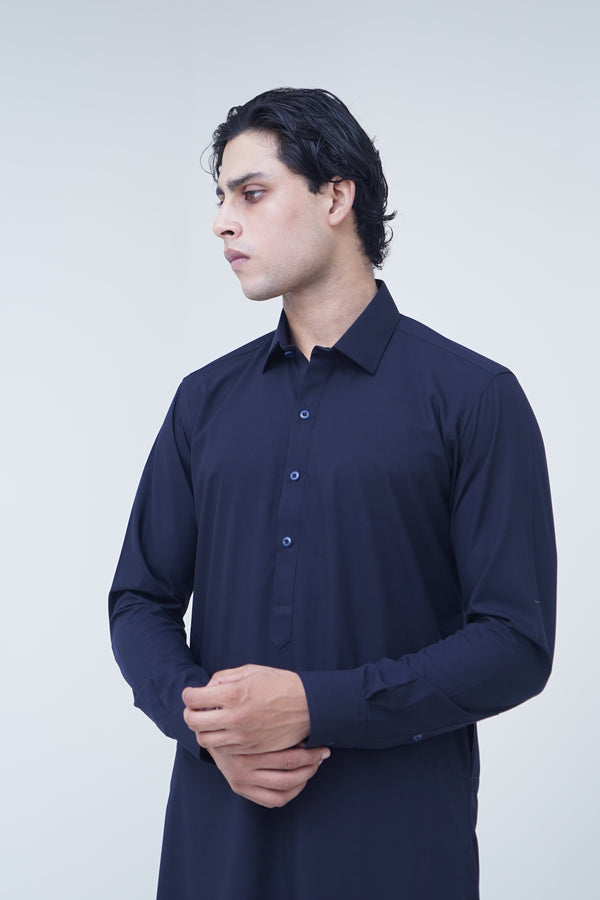 Classic Spread Collar Navy Blue