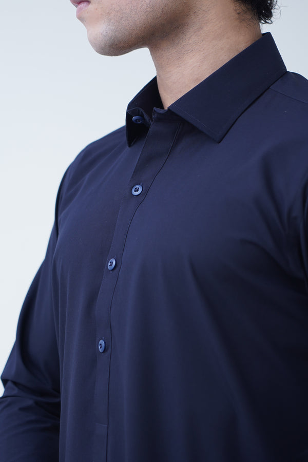 Classic Spread Collar Navy Blue