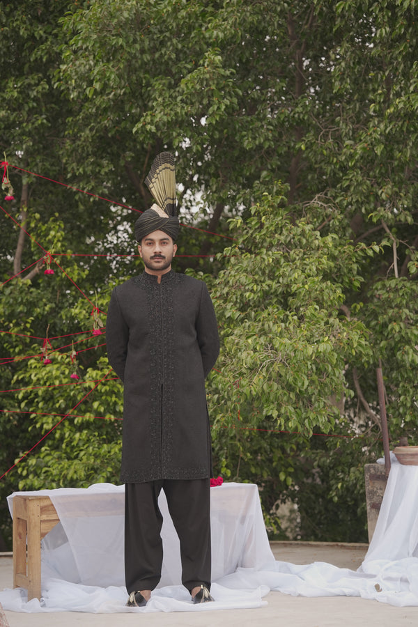 OMRUM Black Sherwani