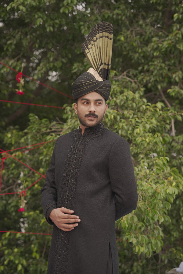 OMRUM Black Sherwani