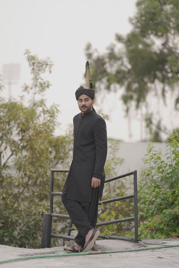 EFSUN BLACK SHERWANI