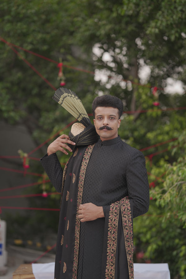 EFSUN BLACK SHERWANI