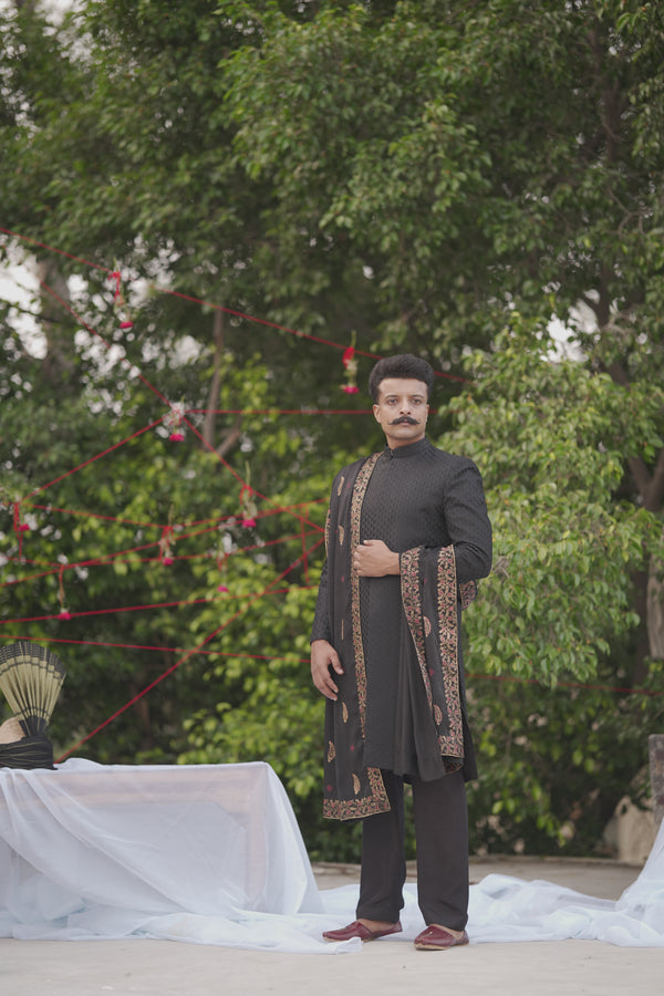 EFSUN BLACK SHERWANI