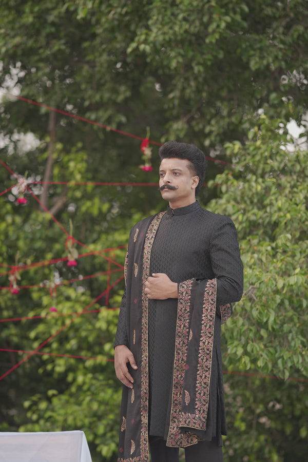 EFSUN BLACK SHERWANI
