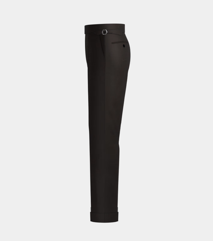 Dark Brown  High Waisted Side Adjuster With Turn Up Pant