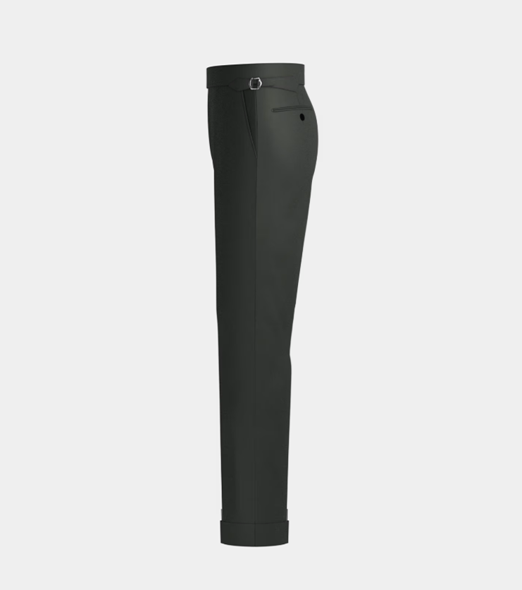 Dark Green  High Waisted Side Adjuster With Turn Up Pant