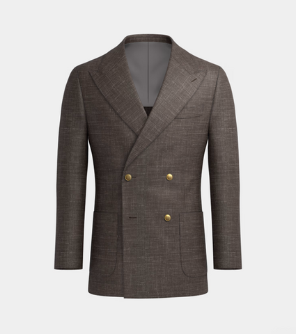 Dark Grey Irish Linen Double Breasted Casual Blazer