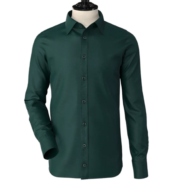 Green  Classic Spread Collar Shirt