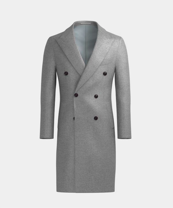 Grey Double Breasted Long Coat