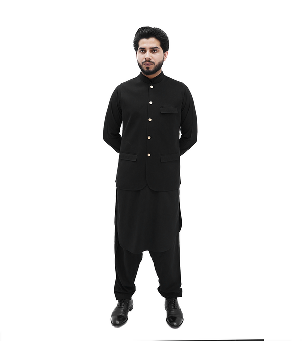 Black Flap Pocket Waistcoat