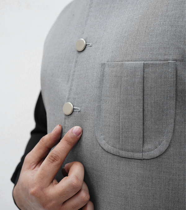 Silver Grey Patch Pocket  Waistcoat