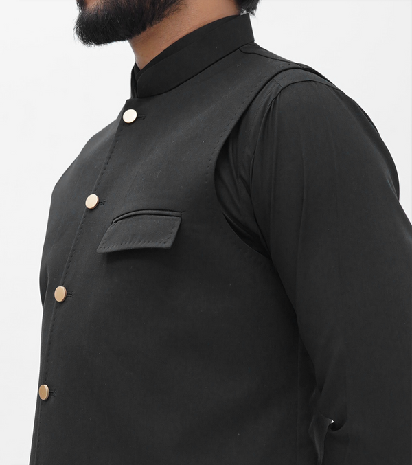 Black Flap Pocket Waistcoat