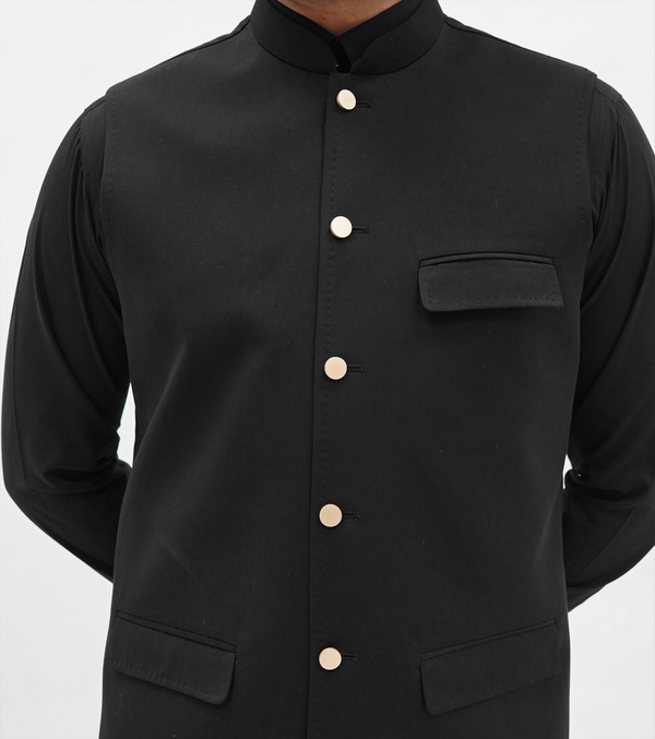 Black Flap Pocket Waistcoat
