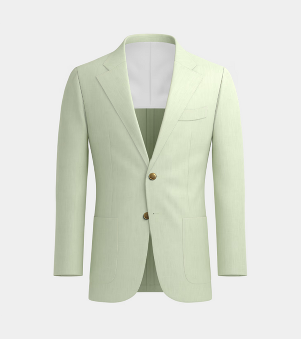 Light Green Irish Linen Notch Lapel  Casual Blazer