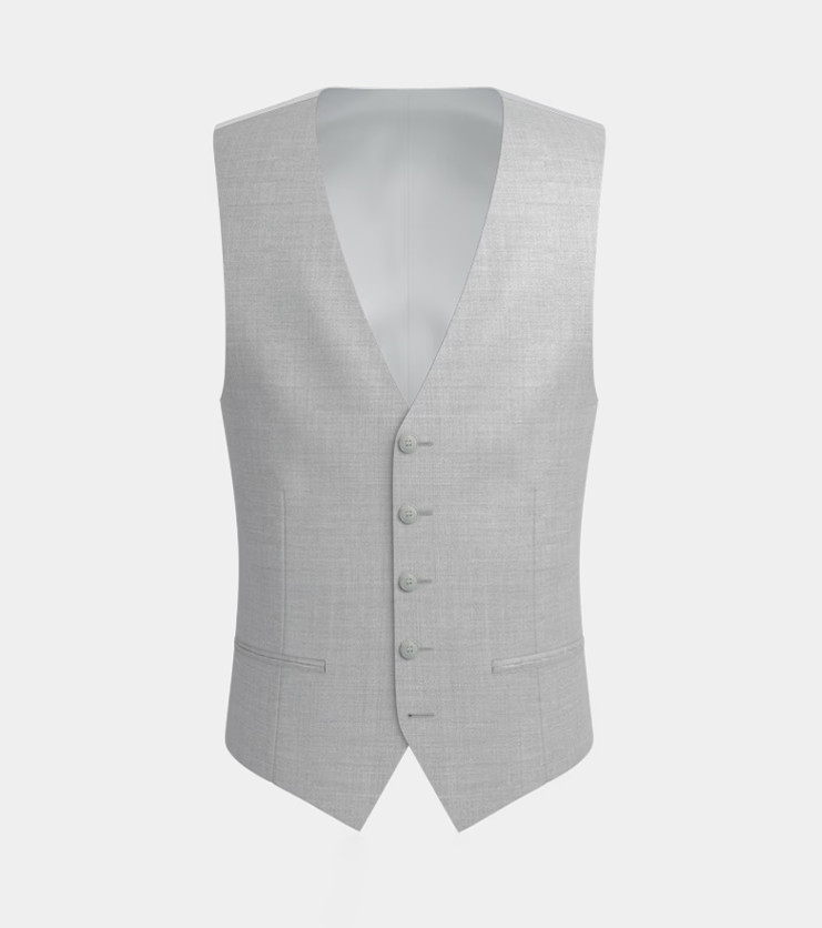 Silver Grey Notch Lapel Three Piece Suit